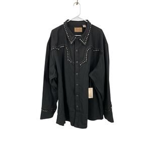 NWT Scully Western Pearl Snap Shirt Star Stud Yoke Cuffs Black Size 4XL